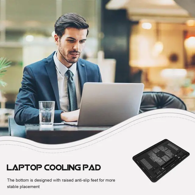 Alt view image 7 of 7 - Silent Laptop Cooling Pad with USB Powered Fan Non-Slip Adjustable Laptop Stand for Gaming and Office Use 12.99X9.84X0.94 Inch Cooling Accessory