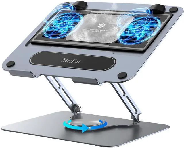 Main image of Laptop Cooling Pad with Detachable Fan & Cooler, Adjustable Height & Angle, 360 Rotation Base, Carbon Steel Framework, Ultra-Quiet & Super Sturdy for 15.6 Laptop, DJ Mixer Workstation (Grey)
