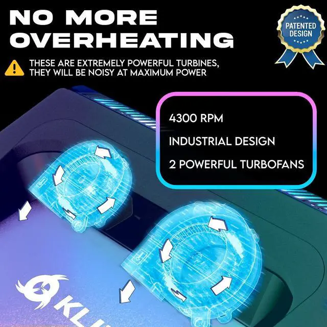 Alt view image 2 of 7 - Everest Laptop Cooling Pad | New | Powerful Turbo-Fan 4300 RPM Laptop Cooler | Sealed Foam for Maximum Performance | Avoid Overheating and Protect Your Gaming Laptop | 14-17.3 in