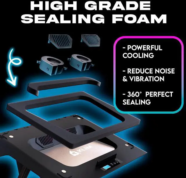 Alt view image 3 of 7 - Everest Laptop Cooling Pad | New | Powerful Turbo-Fan 4300 RPM Laptop Cooler | Sealed Foam for Maximum Performance | Avoid Overheating and Protect Your Gaming Laptop | 14-17.3 in