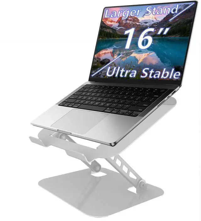 Main image of Adjustable Laptop Stand, Ultra Stable Metal Base Ergonomic Foldable Computer Riser for Desk Compatible with MacBook Pro/Air Notebook All Laptop Under 16 Inches (Silver)