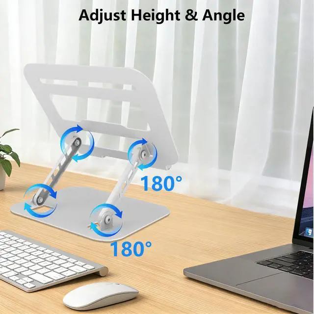 Alt view image 4 of 7 - Adjustable Laptop Stand, Ultra Stable Metal Base Ergonomic Foldable Computer Riser for Desk Compatible with MacBook Pro/Air Notebook All Laptop Under 16 Inches (Silver)
