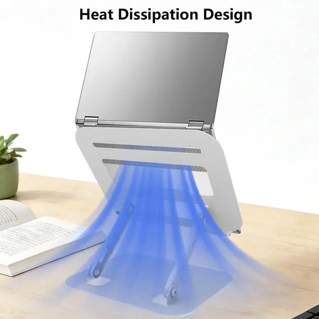 Alt view image 6 of 7 - Adjustable Laptop Stand, Ultra Stable Metal Base Ergonomic Foldable Computer Riser for Desk Compatible with MacBook Pro/Air Notebook All Laptop Under 16 Inches (Silver)