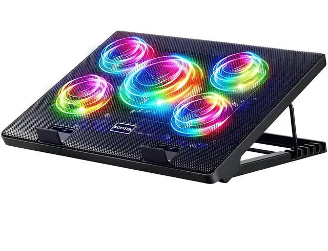 Main image of Laptop Cooling Pad, Laptop Cooler with 5 Quiet Fans for 12"-17" Computer PC Notebook Gaming Laptop Fan, Height Adjustable Laptop Cooling Stand Laptop Accessories (Multi Colors)