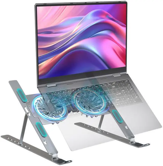 Main image of Laptop Cooling Stand, Height Adjustable Laptop Cooling Stand, Ultra Sturdy for Laptops up to 17" - Space Silver