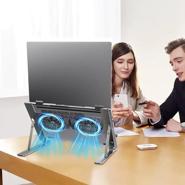 Alt view image 3 of 5 - Laptop Cooling Stand, Height Adjustable Laptop Cooling Stand, Ultra Sturdy for Laptops up to 17" - Space Silver