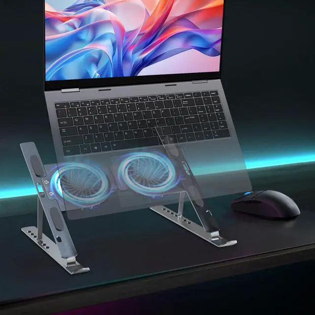 Alt view image 5 of 5 - Laptop Cooling Stand, Height Adjustable Laptop Cooling Stand, Ultra Sturdy for Laptops up to 17" - Space Silver