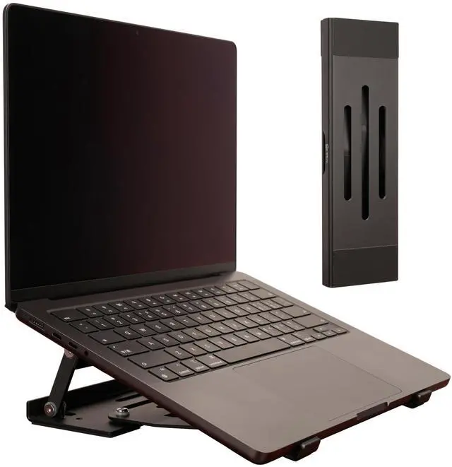Main image of Aluminum Fold & Laptop Riser Stand 3-in-1 Adjustable, Foldable Cooling Stand with Integrated Storage Box, Ruler and Ultra-Slim Portable Design for MacBook, Tablet, Ipad, Keyboard and All Laptop