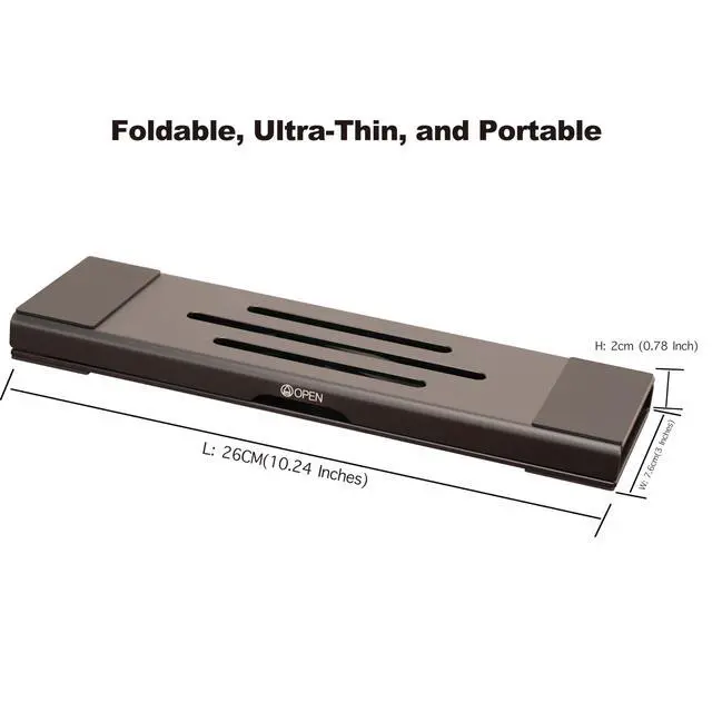 Alt view image 2 of 7 - Aluminum Fold & Laptop Riser Stand 3-in-1 Adjustable, Foldable Cooling Stand with Integrated Storage Box, Ruler and Ultra-Slim Portable Design for MacBook, Tablet, Ipad, Keyboard and All Laptop