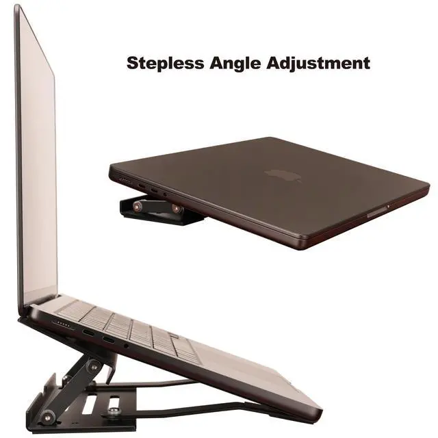 Alt view image 3 of 7 - Aluminum Fold & Laptop Riser Stand 3-in-1 Adjustable, Foldable Cooling Stand with Integrated Storage Box, Ruler and Ultra-Slim Portable Design for MacBook, Tablet, Ipad, Keyboard and All Laptop