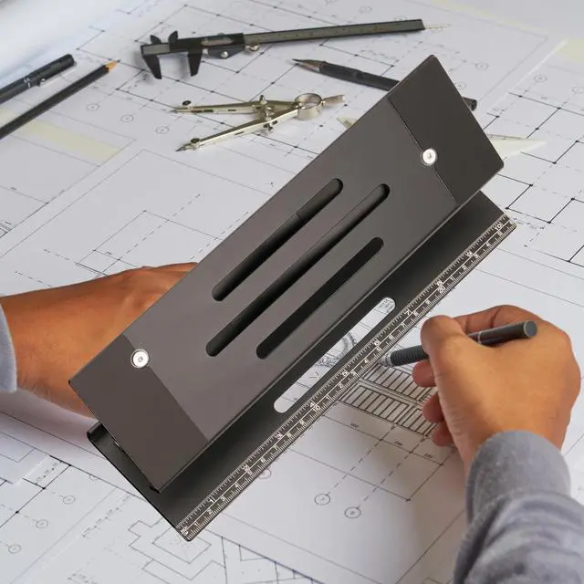Alt view image 5 of 7 - Aluminum Fold & Laptop Riser Stand 3-in-1 Adjustable, Foldable Cooling Stand with Integrated Storage Box, Ruler and Ultra-Slim Portable Design for MacBook, Tablet, Ipad, Keyboard and All Laptop
