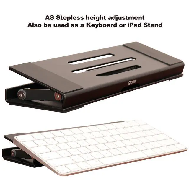 Alt view image 6 of 7 - Aluminum Fold & Laptop Riser Stand 3-in-1 Adjustable, Foldable Cooling Stand with Integrated Storage Box, Ruler and Ultra-Slim Portable Design for MacBook, Tablet, Ipad, Keyboard and All Laptop