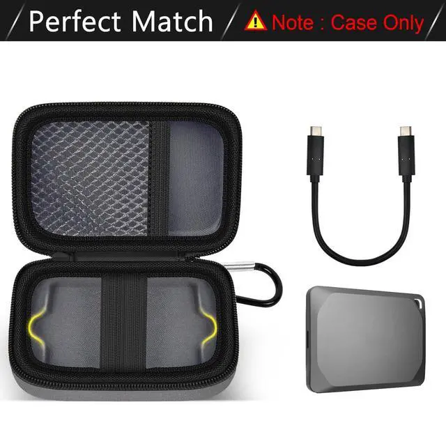 Alt view image 3 of 7 - Carrying Case Compatible with Crucial X10/ X9 Pro 4TB/ 2TB/ 1TB Portable SSD, External Solid State Drive Hard Storage Holder Bag Fits for USB-C Cable (Box Only)Dark-Grey