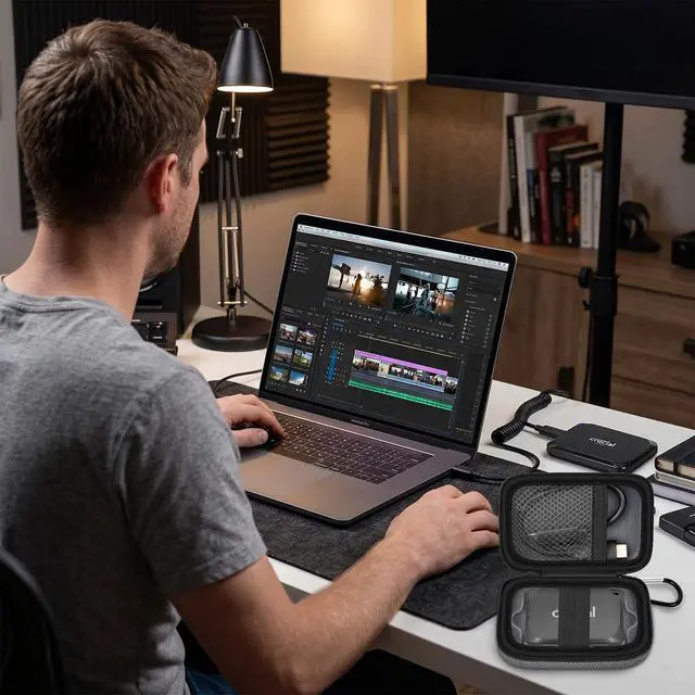 Alt view image 7 of 7 - Carrying Case Compatible with Crucial X10/ X9 Pro 4TB/ 2TB/ 1TB Portable SSD, External Solid State Drive Hard Storage Holder Bag Fits for USB-C Cable (Box Only)Dark-Grey