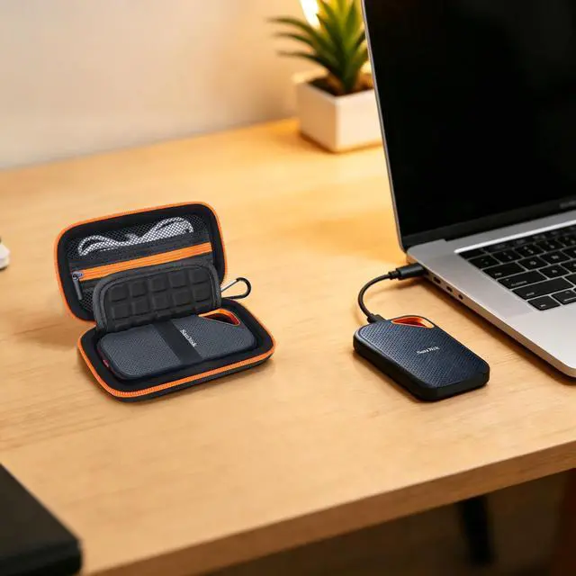 Alt view image 7 of 7 - Hard Case for SanDisk Extreme/SanDisk Extreme PRO/SanDisk Portable SSD External Solid State Drive 500GB 1TB 2TB 4TB 8TB, SSD Carrying Case Shockproof Protective Storage Travel Bag, Orange