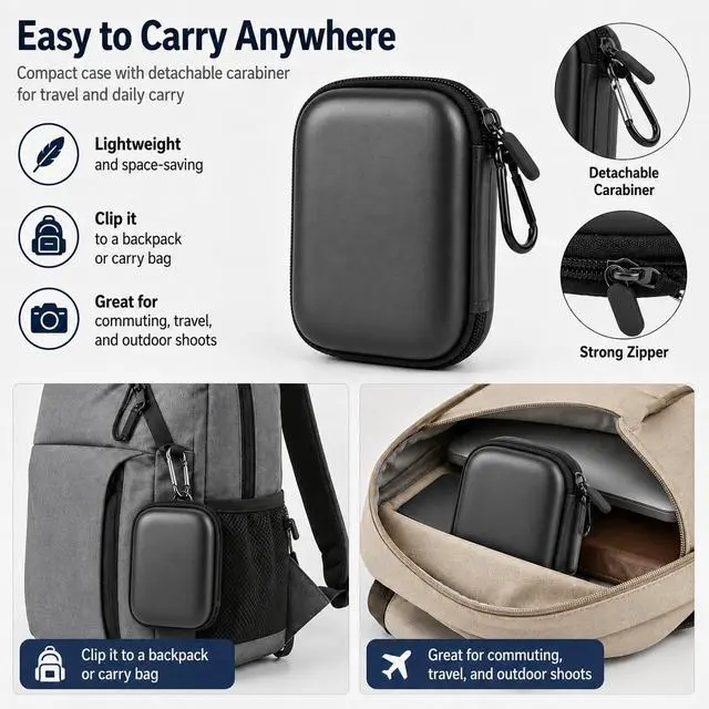 Alt view image 5 of 7 - Carrying Case for Samsung T9/T7/T7 Shield Portable SSD 4TB 2TB 1TB, Hard Travel Storage Holder for USB External Solid State Drive, for Photo, Office and Gaming-Grey, Case Only