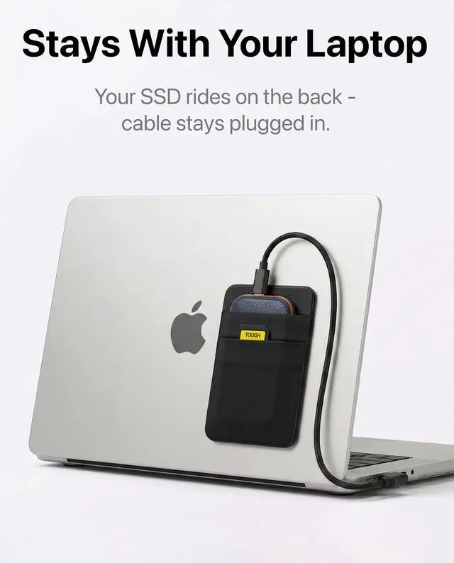 Alt view image 3 of 7 - 2-Pocket SSD & Hard Drive Holder for Laptop, Reusable Adhesive, Stick-On Pocket Sleeve for External Portable SSD, HDD, Cables and More (Small)