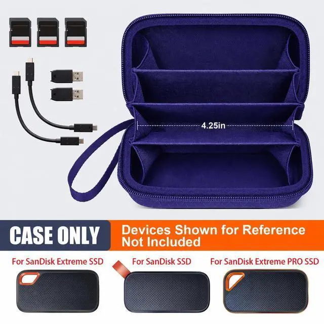 Alt view image 2 of 7 - Portable SSD Case for SanDisk Extreme Pro, for Samsung T7/T9, 4 SSD Slots