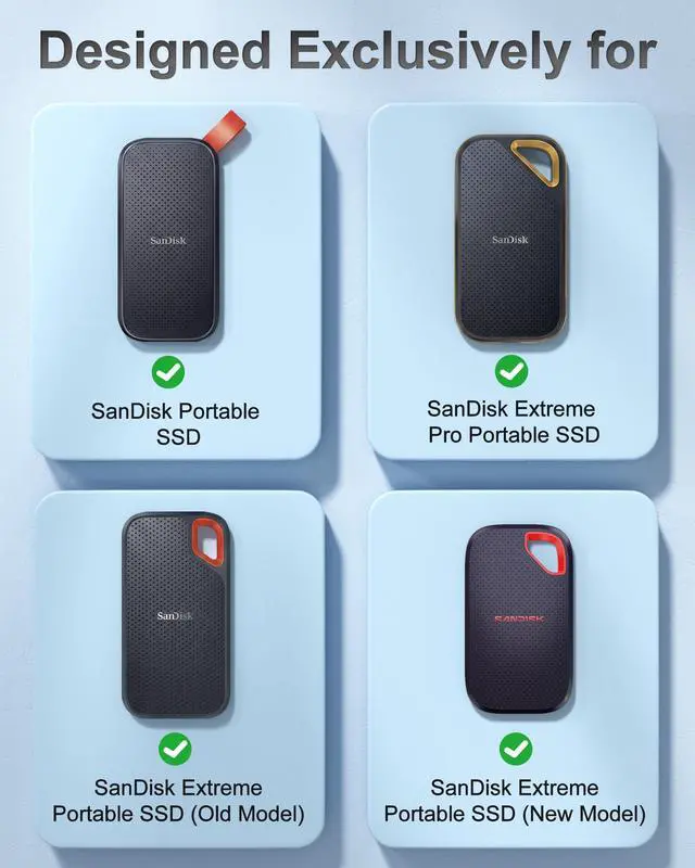 Alt view image 2 of 7 - Hard Case for SanDisk Extreme Portable SSD (New/Old Model), Extreme Pro Portable SSD, 500GB 1TB 2TB 4TB 8TB USB-C Solid State Drive, EVA Shockproof Travel Case with 2 SD Card Slots-OrangeBlack