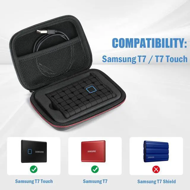 Alt view image 2 of 7 - Hard Carrying Case for Samsung T7 Portable SSD -Black