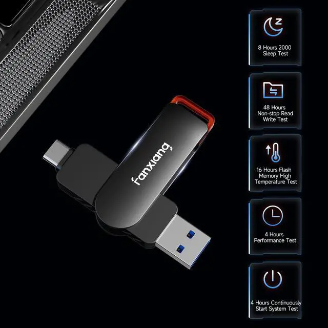 Alt view image 5 of 7 - 512GB Flash Drive Up to 560MB/s External SSD,Type C & USB-A 3.2 Gen 2, Thumb Drive,Memory Stick for iPhone15/16/PS4/Android Phone/Windows/Mac