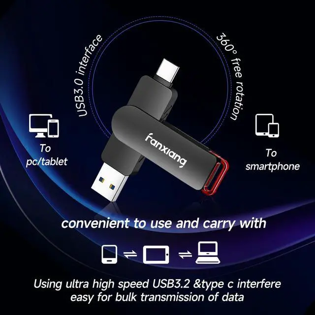 Alt view image 6 of 7 - 512GB Flash Drive Up to 560MB/s External SSD,Type C & USB-A 3.2 Gen 2, Thumb Drive,Memory Stick for iPhone15/16/PS4/Android Phone/Windows/Mac