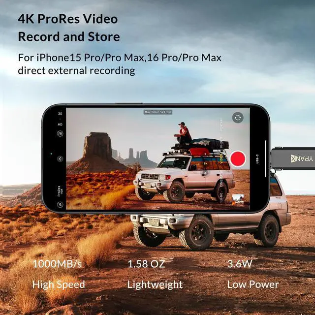 Alt view image 3 of 7 - 256GB Pro Portable SSD, 1000MB/s Speed, USB 3.2 Gen 2 + Type C Dual-Port, Lightweight External SSD for iPhone 15/16/17/Pro/Pro Max, Android, Windows, Mac, Tablets