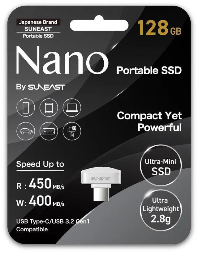 Alt view image 7 of 7 - Portable SSD Nano 128GB External Solid State Drive Flash Drive