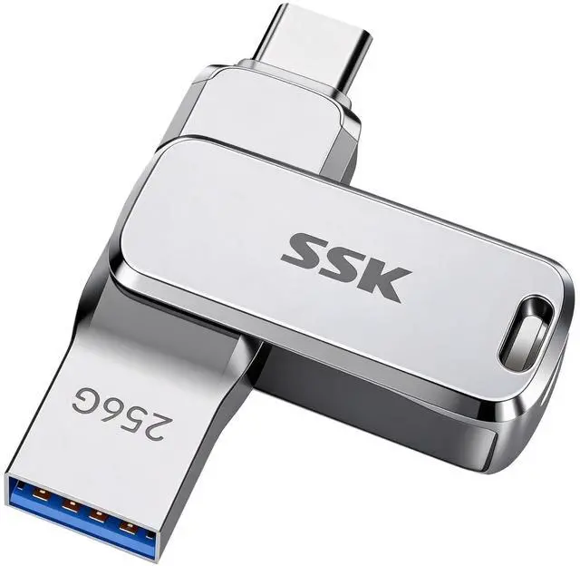 Main image of 256GB Dual USB Flash Drive USB C Thumb Drive, up to 220 MB/s Type-C and USB-A 3.2 FlashDrive Memory Stick, Zinc Pendrive for iPhone 15/16Pro/Win/Android OTG