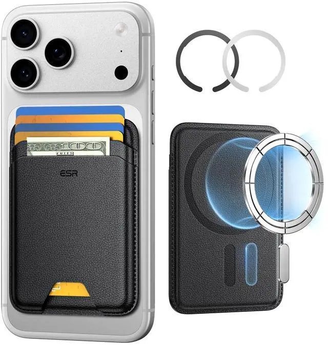 Main image of for MagSafe Wallet, 5 Card Holder with RFID Blocking, MagSafe Sticker Included, Slim Magnetic Wallet for iPhone 17e/17/16/15/14/13/12 Series and Selected Samsung Devices, Not for 13/12 Mini, Black