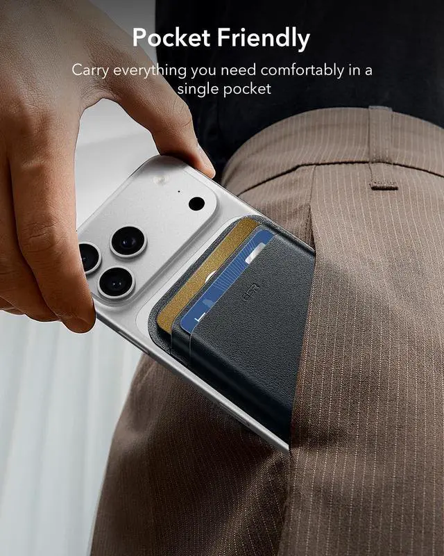 Alt view image 6 of 7 - for MagSafe Wallet, 5 Card Holder with RFID Blocking, MagSafe Sticker Included, Slim Magnetic Wallet for iPhone 17e/17/16/15/14/13/12 Series and Selected Samsung Devices, Not for 13/12 Mini, Black