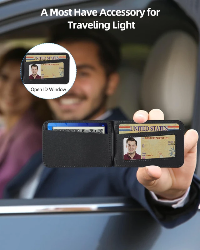 Alt view image 4 of 7 - for Magsafe Wallet with Airtag Holder, Magnetic Wallet for iPhone 17/16/15/14/13/12 Series, 9-Card Holder, Open ID Window, Adjustable Stand, RFID Blocking, Black-B