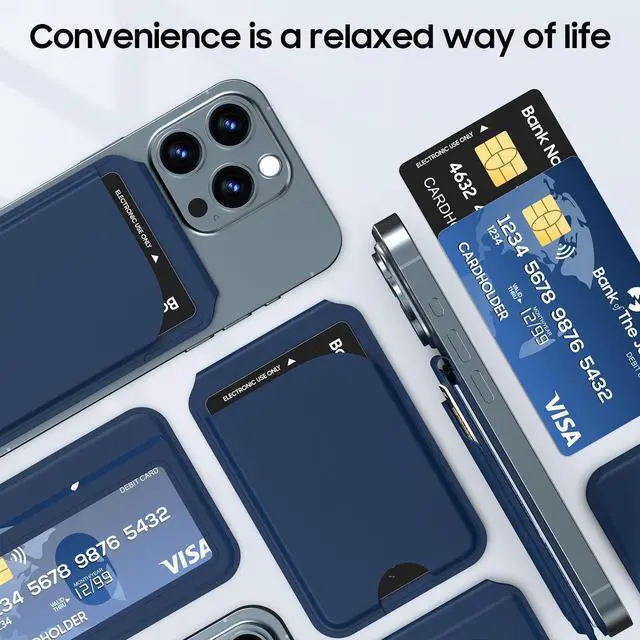 Alt view image 7 of 7 - for Mag-Safe Wallet, Leather Phone Magnetic Wallet Stand Adjustable for iPhone 17/16/15/14/13/12 Series, ID Window, RFID Blocking (Blue)