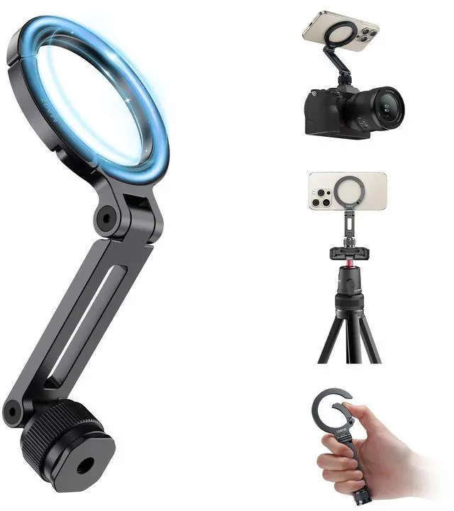 Main image of MA07 Magnetic Phone Tripod Mount for Magsafe, Aluminum Camera Phone Mount with 1/4" Screw, Cold Shoe Magnetic Tripod for Camera, Copatibale with iPhone 17/16/15/14/13/12 Series