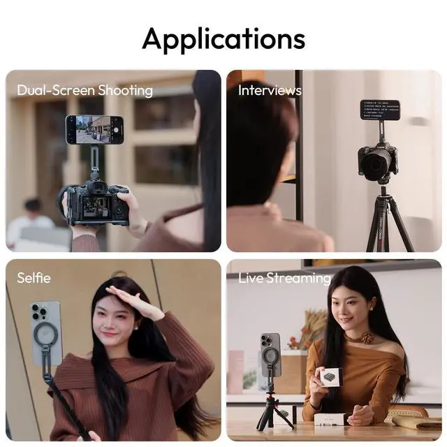 Alt view image 5 of 7 - MA07 Magnetic Phone Tripod Mount for Magsafe, Aluminum Camera Phone Mount with 1/4" Screw, Cold Shoe Magnetic Tripod for Camera, Copatibale with iPhone 17/16/15/14/13/12 Series
