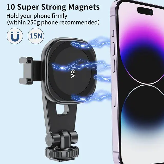 Alt view image 3 of 7 - MG-03 Magnetic Phone Tripod Mount,Tripod Mount for Magsafe w Cold Shoe for iPhone 17.16.15.14.13.12 Series,Magnetic Ring Compatible with All Phones & All Cases,360° Rotation,for Tripods,Cameras