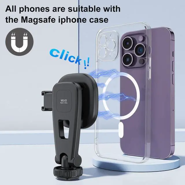 Alt view image 4 of 7 - MG-03 Magnetic Phone Tripod Mount,Tripod Mount for Magsafe w Cold Shoe for iPhone 17.16.15.14.13.12 Series,Magnetic Ring Compatible with All Phones & All Cases,360° Rotation,for Tripods,Cameras