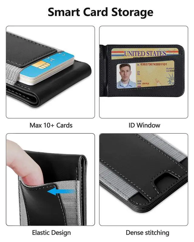 Alt view image 2 of 7 - 2-in-1 Magsafe Wallet, Adjustable Stand, Open ID Window, Magnetic Wallet for iPhone 17/16/15/14 Pro Max/14 Pro/14 Plus/13/12 Series, 9 Cards Holder, Vegan Leather, Black