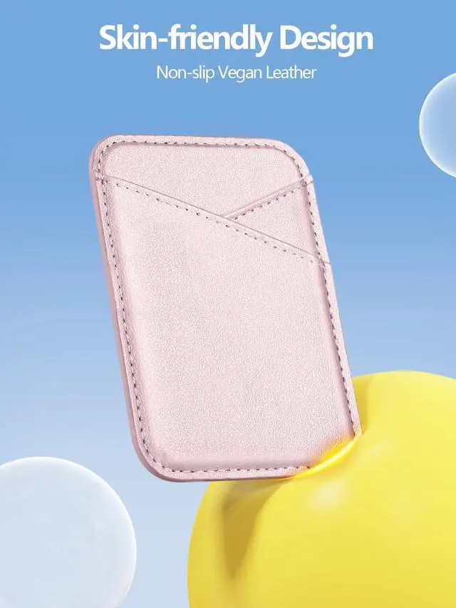 Alt view image 6 of 7 - for MagSafe Wallet, Strongest Magnetic Card Holder for iPhone 17/16/15/14/13/12 Series, Ultra-Thin Leather Magnetic Phone Wallet with 2 Card Slots, RFID Blocking, No More Falling, Pink