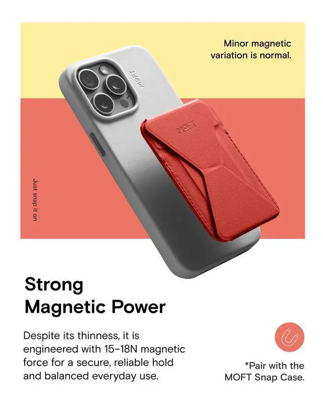 Alt view image 4 of 7 - Magnetic Wallet Stand Compatible with iPhone 17/16/15/14/13/12 Series, Angle Adjustment & Magsafe Compatible MOVAS Phone Stand,Sunset