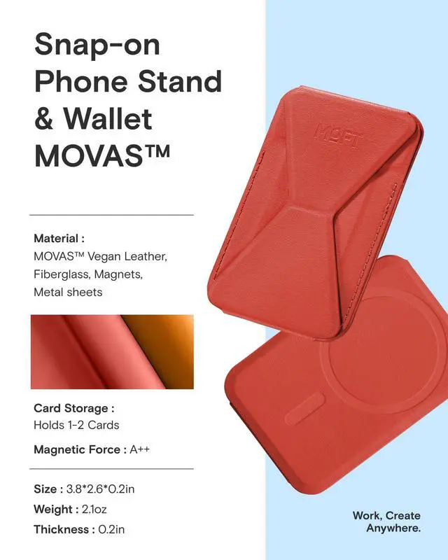 Alt view image 6 of 7 - Magnetic Wallet Stand Compatible with iPhone 17/16/15/14/13/12 Series, Angle Adjustment & Magsafe Compatible MOVAS Phone Stand,Sunset