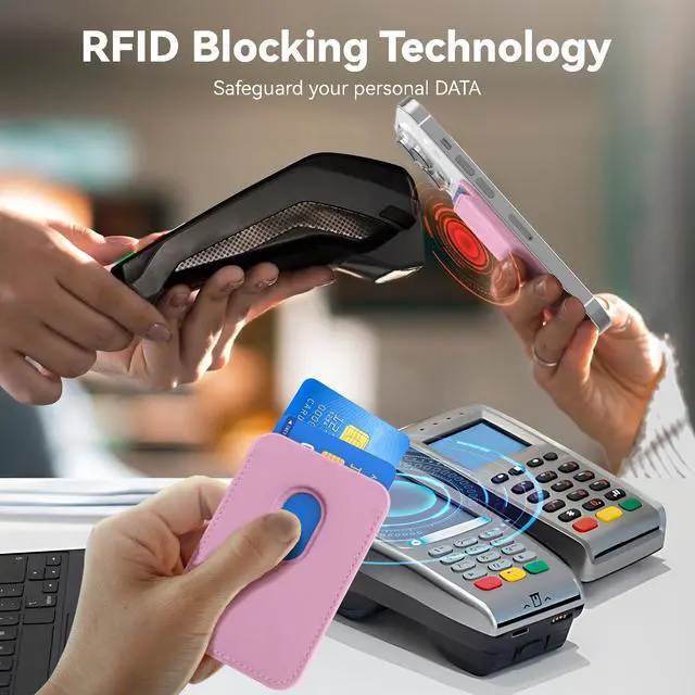 Alt view image 6 of 7 - Magnetic Wallet Cell Phone Card Holder for Phone Case with Mag-Safe, Stronger Magnetic RFID Leather Phone Wallet Stick on Series of iPhone 17/16/15/14/13/12 and Pro/Promax, Pink