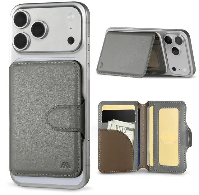 Main image of for MagSafe Wallet, Magnetic Phone Wallet RFID Blocking, Slim 5-8 Card Holder with Cash Slot & Clear ID Window, Minimalist Mag Safe Wallets for iPhone 17/16/15/14/13/12 Series, Mist Gray