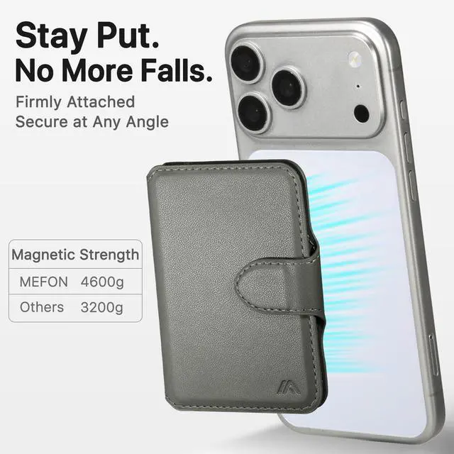 Alt view image 3 of 7 - for MagSafe Wallet, Magnetic Phone Wallet RFID Blocking, Slim 5-8 Card Holder with Cash Slot & Clear ID Window, Minimalist Mag Safe Wallets for iPhone 17/16/15/14/13/12 Series, Mist Gray