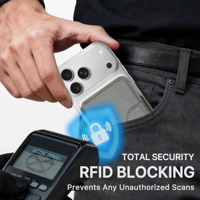 Alt view image 6 of 7 - for MagSafe Wallet, Magnetic Phone Wallet RFID Blocking, Slim 5-8 Card Holder with Cash Slot & Clear ID Window, Minimalist Mag Safe Wallets for iPhone 17/16/15/14/13/12 Series, Mist Gray
