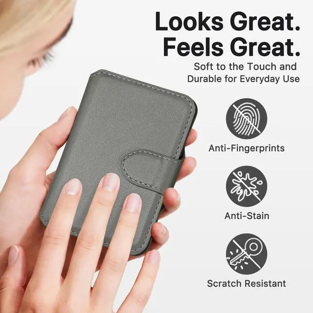 Alt view image 7 of 7 - for MagSafe Wallet, Magnetic Phone Wallet RFID Blocking, Slim 5-8 Card Holder with Cash Slot & Clear ID Window, Minimalist Mag Safe Wallets for iPhone 17/16/15/14/13/12 Series, Mist Gray
