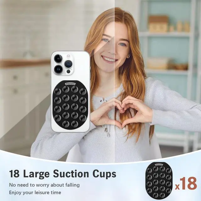 Alt view image 3 of 7 - Magnetic Phone Grip Holder for MagSafe Phone Grip, Magnetic Silicone Suction Cup Phone Grip Holder with Adjustable Stand, Hands-Free Phone Accessories Holder for iPhone 17 16 15 14 13 12 Series, Black