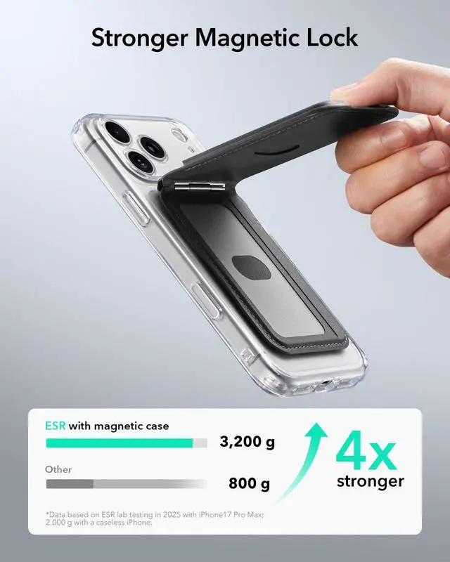Alt view image 4 of 7 - Geo for MagSafe Wallet with Full Find My Functionality, 5 Card Holder, RFID Blocking, Adjustable Stand, Magnetic Wallet for iPhone 17e/17/16/15/14/13/12 Series, Not for 13/12 mini, Black