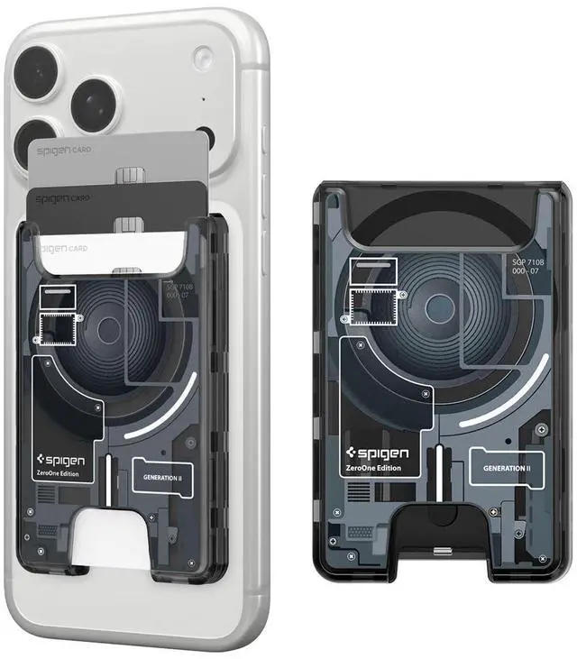 Main image of for MagSafe Wallet, Holds 3 Cards, Compatible with iPhone 17/16/15/14/13/12, Pixel 10 Series, MagSafe-Case, and Pixelsnap, Transparent Card Holder - Zero One Black Ver 2