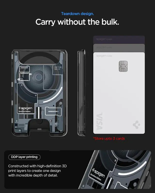 Alt view image 3 of 7 - for MagSafe Wallet, Holds 3 Cards, Compatible with iPhone 17/16/15/14/13/12, Pixel 10 Series, MagSafe-Case, and Pixelsnap, Transparent Card Holder - Zero One Black Ver 2